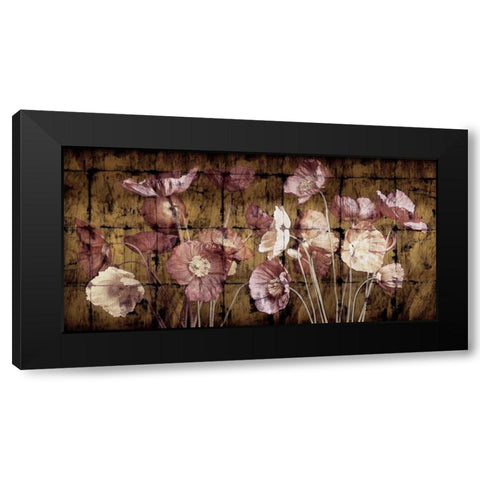 Poppies on Gold Black Modern Wood Framed Art Print with Double Matting by Seba, John
