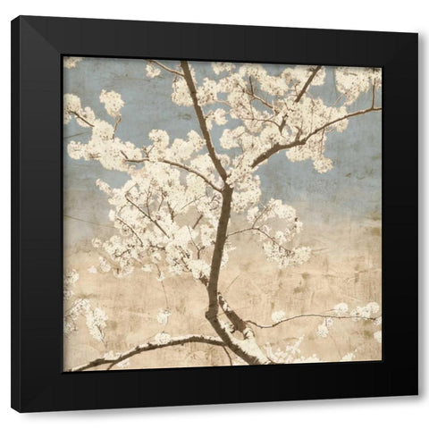 Cherry Blossoms I Black Modern Wood Framed Art Print by Seba, John