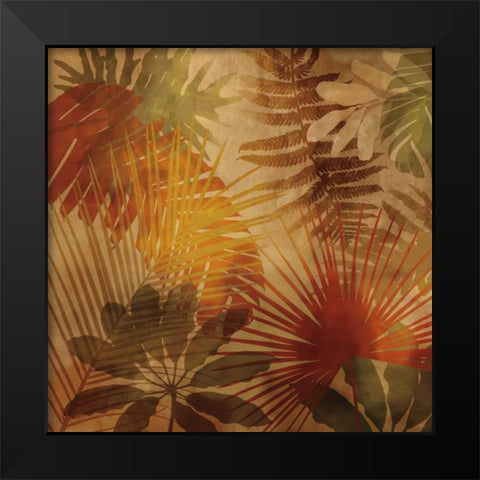 Sunlit Palms II Black Modern Wood Framed Art Print by Seba, John