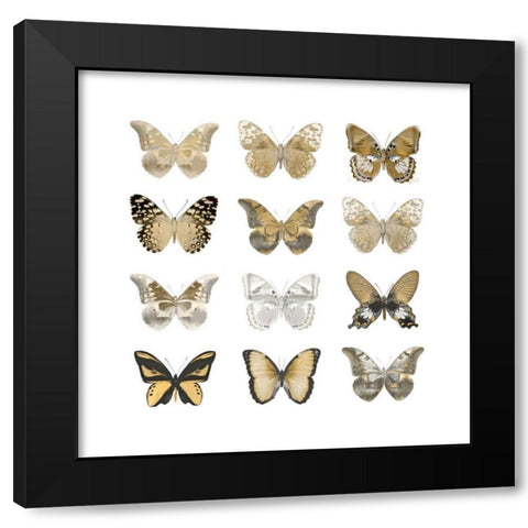 Butterfly Study in Gold III Black Modern Wood Framed Art Print with Double Matting by Bosco, Julia