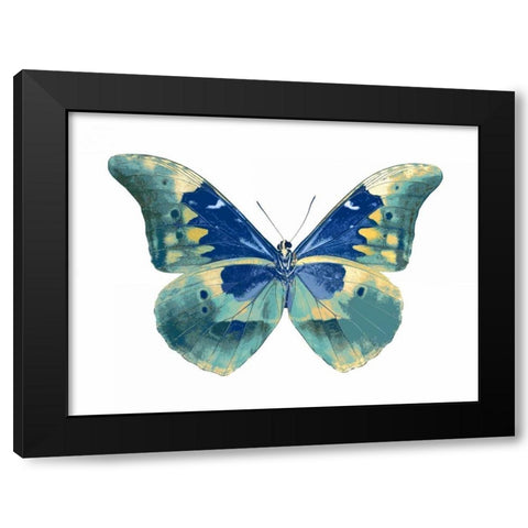 Butterfly in Aqua I Black Modern Wood Framed Art Print with Double Matting by Bosco, Julia