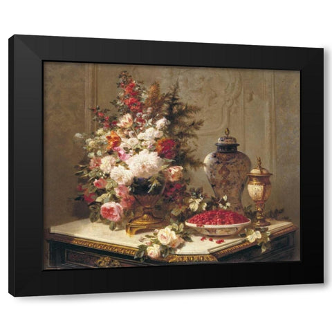 Tulips and other flowers Black Modern Wood Framed Art Print with Double Matting by Robie, Jean Baptiste