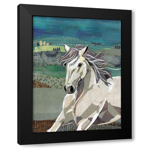 White Horse Freedom Black Modern Wood Framed Art Print with Double Matting by McGee, Jenny