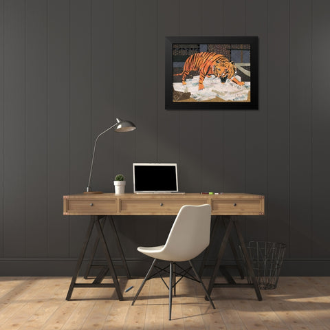 Roaring Tiger Black Modern Wood Framed Art Print by McGee, Jenny