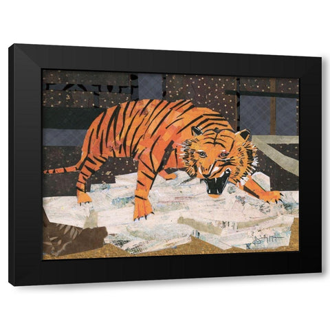 Roaring Tiger Black Modern Wood Framed Art Print by McGee, Jenny