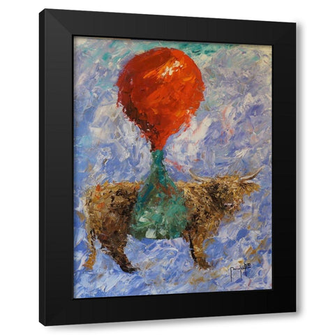Steer Black Modern Wood Framed Art Print with Double Matting by Foster, Joseph Marshal