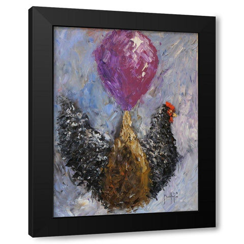 Rooster with Baloon Black Modern Wood Framed Art Print by Foster, Joseph Marshal