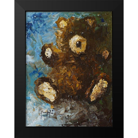 Teddy Bear Black Modern Wood Framed Art Print by Foster, Joseph Marshal
