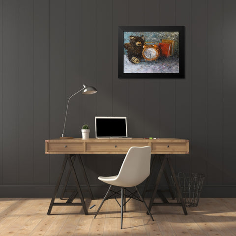 Teddy Bear Time Black Modern Wood Framed Art Print by Foster, Joseph Marshal