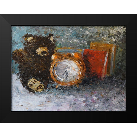 Teddy Bear Time Black Modern Wood Framed Art Print by Foster, Joseph Marshal