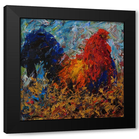 Rooster Black Modern Wood Framed Art Print by Foster, Joseph Marshal