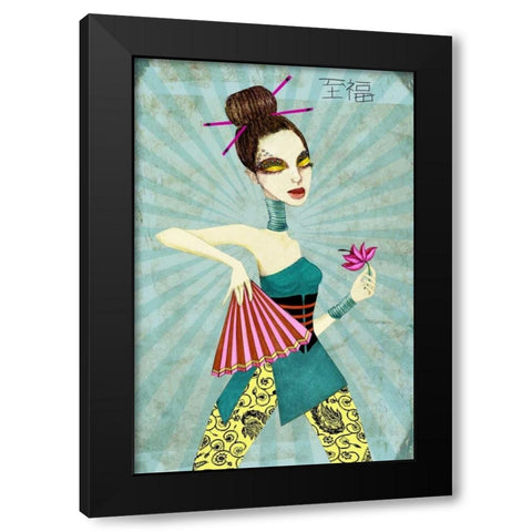 Geisha II Black Modern Wood Framed Art Print with Double Matting by Goddess, Jami