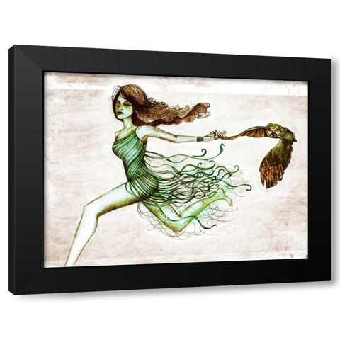 Owl III Black Modern Wood Framed Art Print with Double Matting by Goddess, Jami