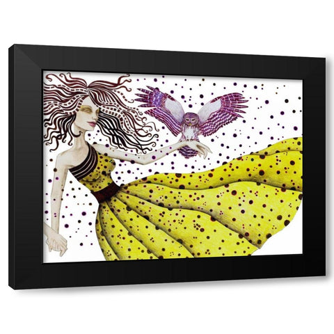 Owl II Black Modern Wood Framed Art Print with Double Matting by Goddess, Jami