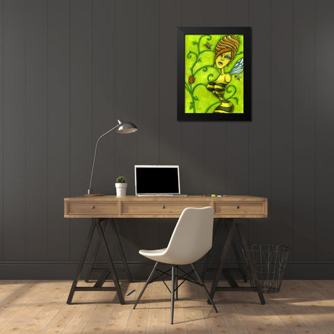 Queen Bee Black Modern Wood Framed Art Print by Goddess, Jami