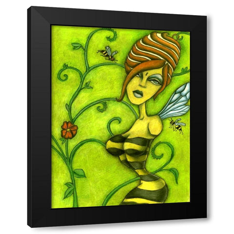 Queen Bee Black Modern Wood Framed Art Print with Double Matting by Goddess, Jami
