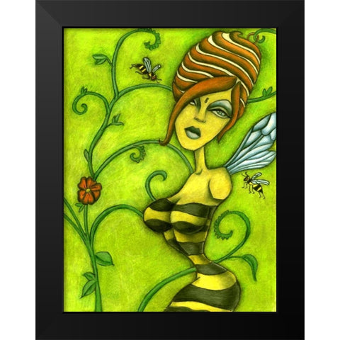 Queen Bee Black Modern Wood Framed Art Print by Goddess, Jami