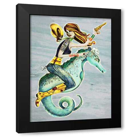Seahorse Black Modern Wood Framed Art Print by Goddess, Jami
