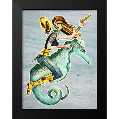 Seahorse Black Modern Wood Framed Art Print by Goddess, Jami