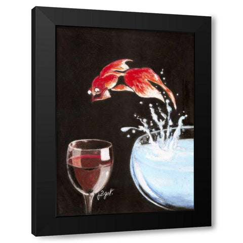 Heureux comme un poisson Black Modern Wood Framed Art Print with Double Matting by Got, Jean-Pierre