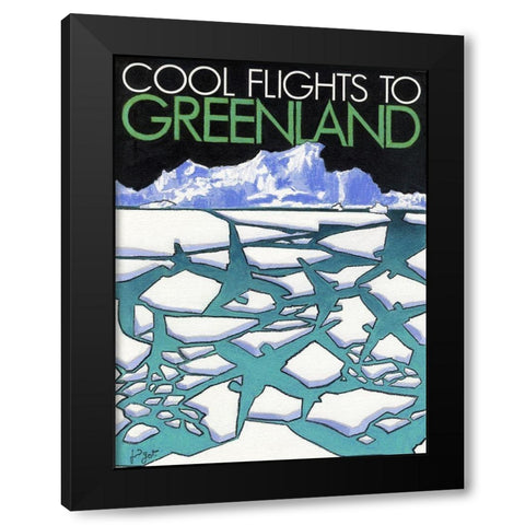 Cool flights to Groenland Black Modern Wood Framed Art Print with Double Matting by Got, Jean Pierre