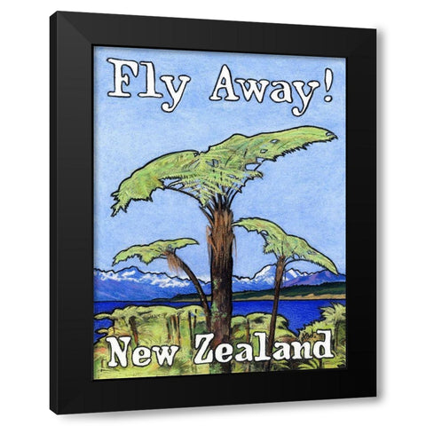 Fly Away! New Zealand Black Modern Wood Framed Art Print by Got, Jean Pierre