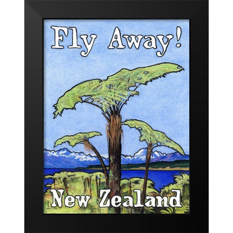 Fly Away! New Zealand Black Modern Wood Framed Art Print by Got, Jean Pierre