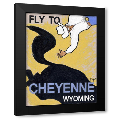 Fly to Cheyenne Wyoming Black Modern Wood Framed Art Print with Double Matting by Got, Jean Pierre