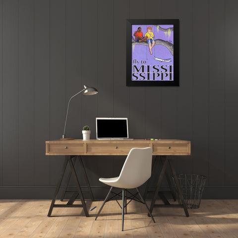 Fly to Mississippi Black Modern Wood Framed Art Print by Got, Jean Pierre