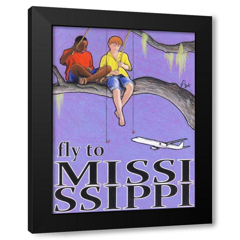 Fly to Mississippi Black Modern Wood Framed Art Print with Double Matting by Got, Jean Pierre