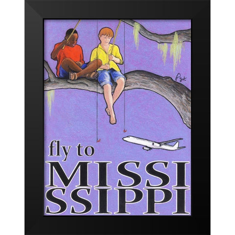 Fly to Mississippi Black Modern Wood Framed Art Print by Got, Jean Pierre