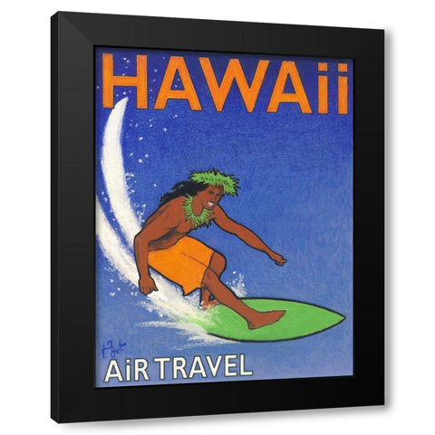 Hawaii Air Travel Black Modern Wood Framed Art Print with Double Matting by Got, Jean Pierre
