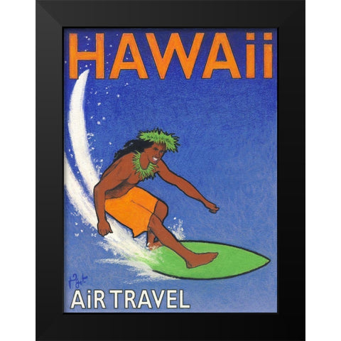 Hawaii Air Travel Black Modern Wood Framed Art Print by Got, Jean Pierre
