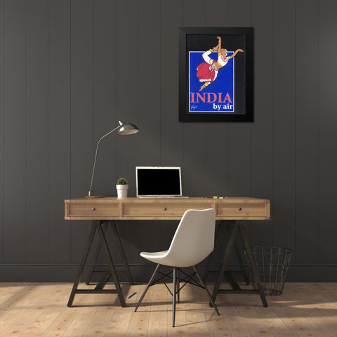 India by Air Black Modern Wood Framed Art Print by Got, Jean Pierre