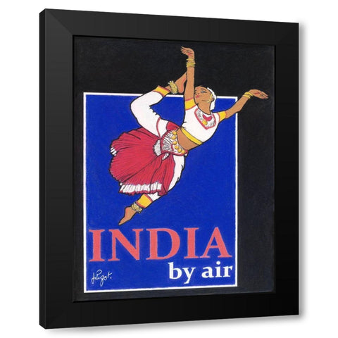 India by Air Black Modern Wood Framed Art Print with Double Matting by Got, Jean Pierre
