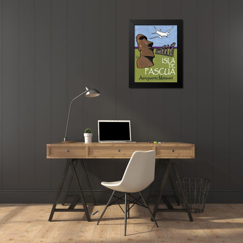 Isla de Pascua Black Modern Wood Framed Art Print by Got, Jean Pierre