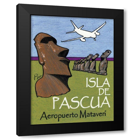 Isla de Pascua Black Modern Wood Framed Art Print with Double Matting by Got, Jean Pierre