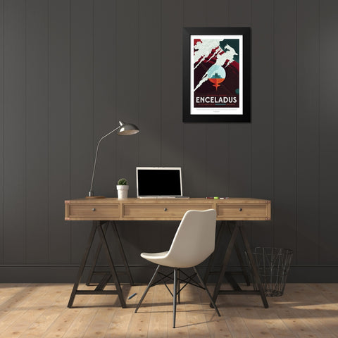 Enceladus Black Modern Wood Framed Art Print by JPL