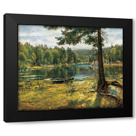Summer on the Lake Black Modern Wood Framed Art Print with Double Matting by Sorensen, Jorgen