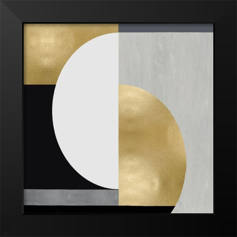 Balanced in Gold I Black Modern Wood Framed Art Print by Thompson, Justin