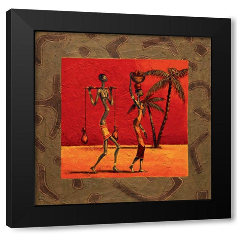Sun Tribe I Black Modern Wood Framed Art Print with Double Matting by Kamba