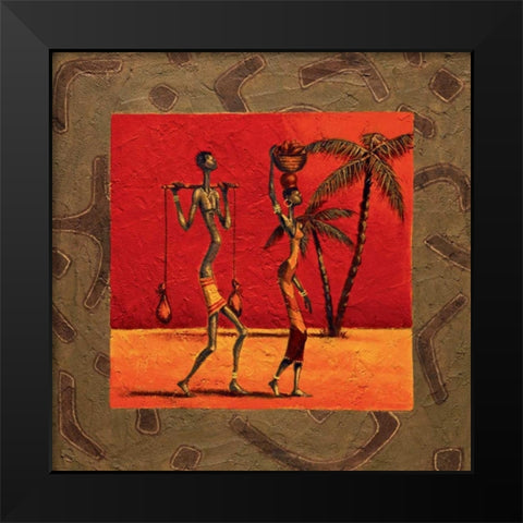 Sun Tribe I Black Modern Wood Framed Art Print by Kamba