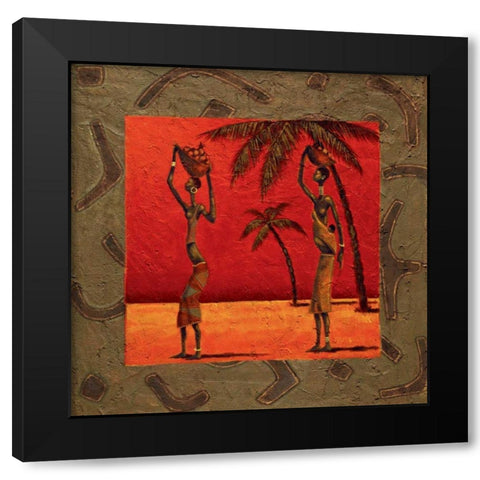 Sun Tribe II Black Modern Wood Framed Art Print with Double Matting by Kamba