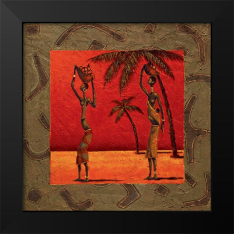 Sun Tribe II Black Modern Wood Framed Art Print by Kamba