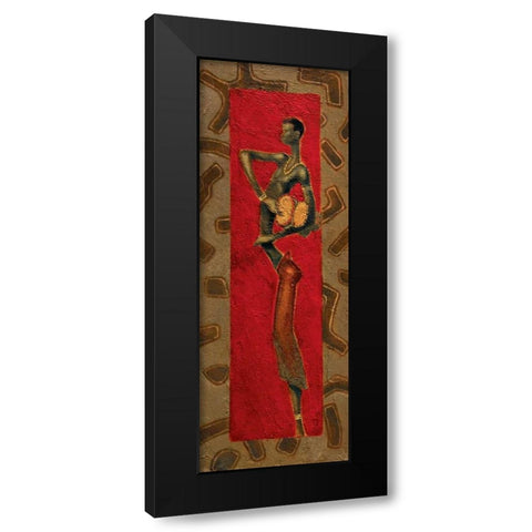 African Drummer I Black Modern Wood Framed Art Print with Double Matting by Kamba