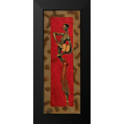 African Drummer I Black Modern Wood Framed Art Print by Kamba
