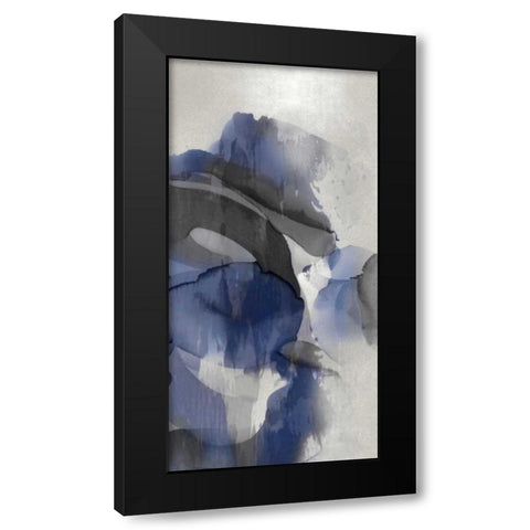 Cascade Indigo Triptych III Black Modern Wood Framed Art Print by Jett, Kristina