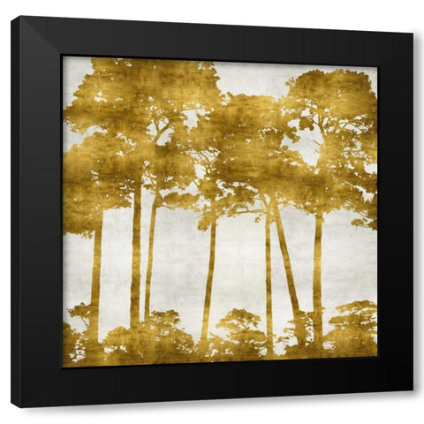 Tree Lined In Gold II Black Modern Wood Framed Art Print by Bennett, Kate