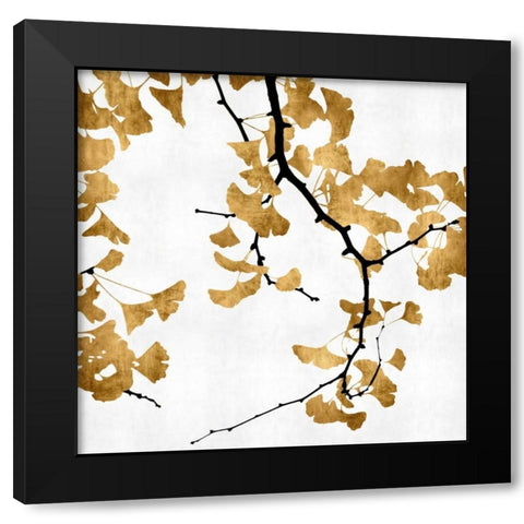 Ginko in Gold II Black Modern Wood Framed Art Print with Double Matting by Bennett, Kate