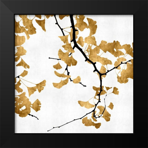 Ginko in Gold II Black Modern Wood Framed Art Print by Bennett, Kate